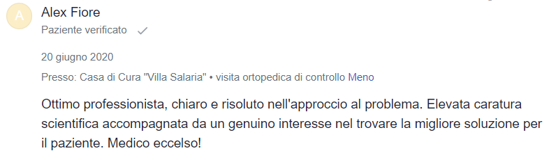recensione paziente mioDottore Alex Fiore
