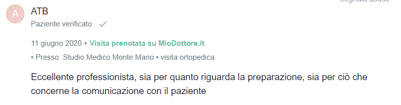 recensione paziente mioDottore ATB
