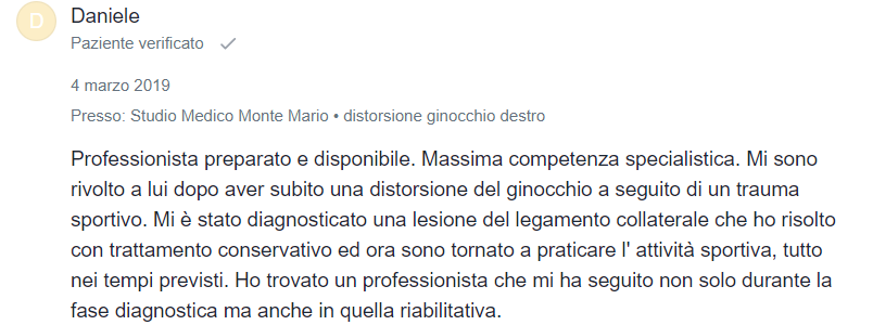 recensione paziente mioDottore Daniele