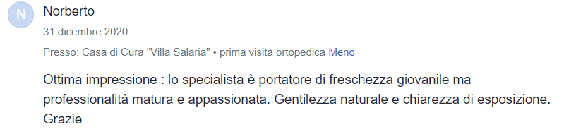 recensione paziente mioDottore Norberto