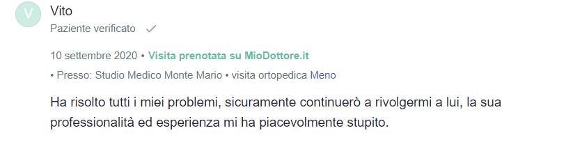 recensione paziente mioDottore Vito