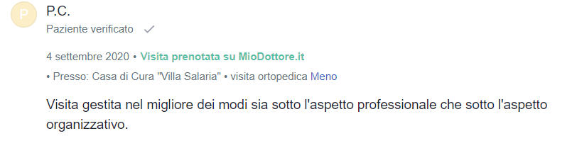 recensione paziente mioDottore P.C.